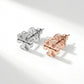 Angled view of Tory Burch Icon Stud Earrings showing 3D structure and thickness of the logo
