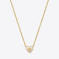 Tory Burch Kira Heart Pendant Necklace in 18k gold-plated brass featuring Double T logo