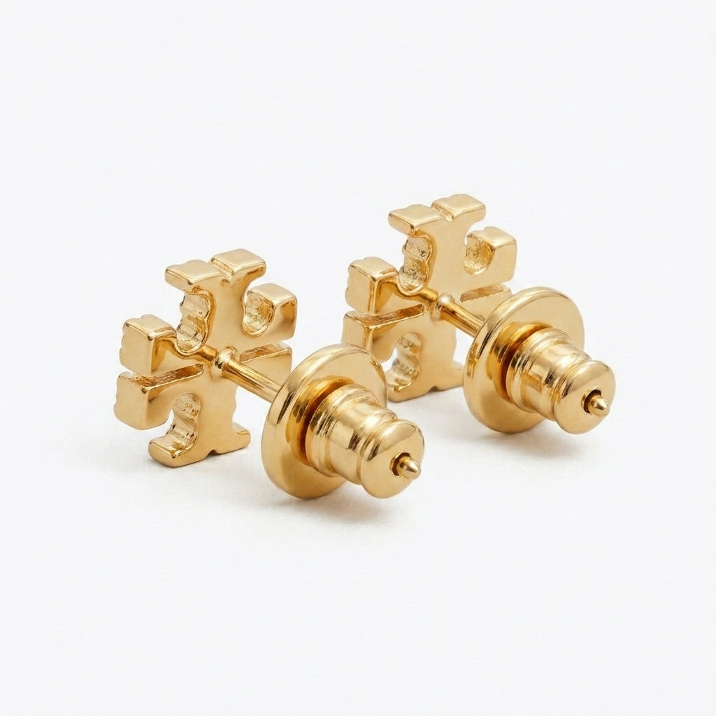 Close-up of the pavé crystal setting on a brass base with secure post-back closure