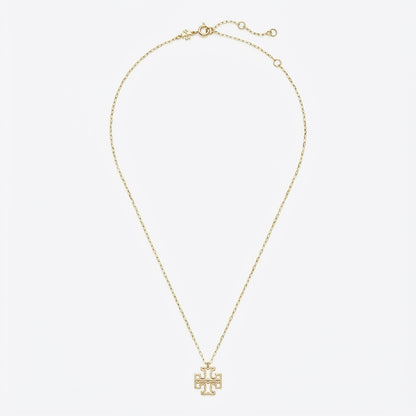 Tory Burch Moondance Double T logo pendant necklace in gold for women minimalist designer jewelry