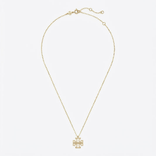 Tory Burch Moondance Double T logo pendant necklace in gold for women minimalist designer jewelry