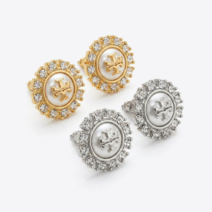 Angled side view of Moondance Crystal Studs showing the 3D celestial shapes and shimmering crystals