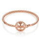 Tory Burch Rope Logo Hinged Cuff Bracelet in gold-tone, featuring a textured twisted rope design