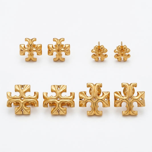 Tory Burch Roxanne Large Stud Earrings in polished gold-tone, bold statement jewelry design