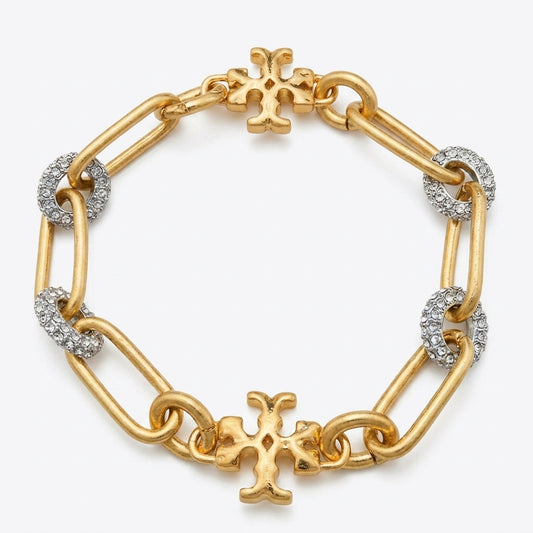 Tory Burch Roxanne Pave Bracelet in gold-tone with shimmering crystal embellishments