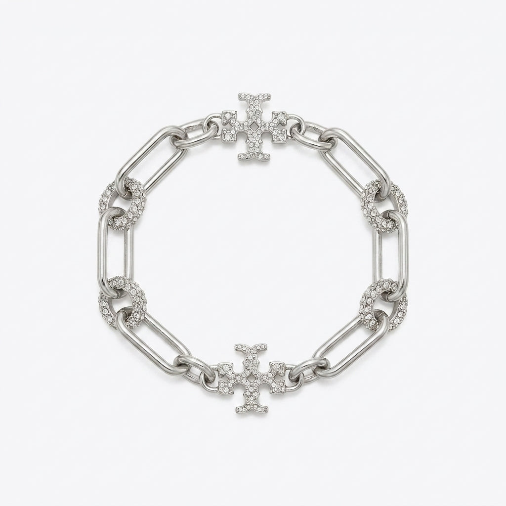 Tory Burch Roxanne Pave Bracelet in silver-tone with shimmering crystal embellishments