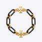 Tory Burch Roxanne Short Chain Bracelet in gold-tone finish with sculptural links and Double T logo