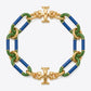 Tory Burch Roxanne Short Chain Bracelet in gold-tone finish with sculptural links and Double T logo