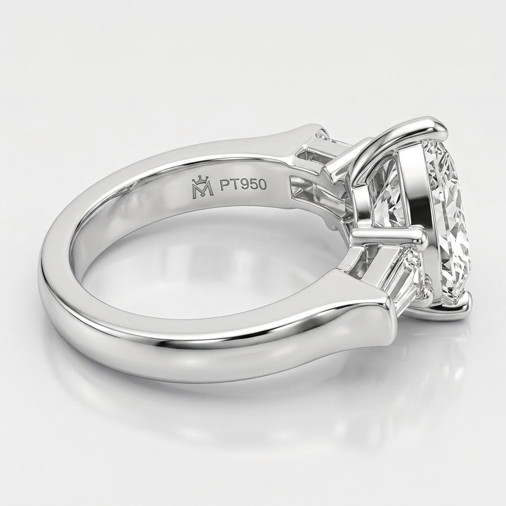 Macro close-up view showing polished inner ring band and hallmark detail.