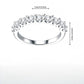 Dimensions and measurement guide for the U-shape moissanite stackable half eternity band.