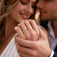 Couple holding hands showing delicate vintage milgrain lab grown diamond wedding band