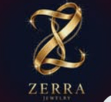 Zerra Jewelry logo with a gold design on a dark background